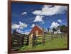USA, Washington State, Palouse Country, Colfax, Old Red Barn with a Horse-Terry Eggers-Framed Photographic Print