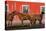 USA, Washington State, Palouse. Horses next to red barn.-Jaynes Gallery-Stretched Canvas
