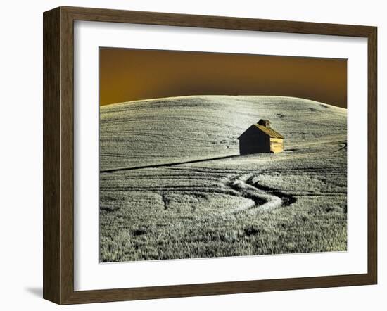 USA, Washington State, Palouse region, Old barn in field of wheat-Terry Eggers-Framed Photographic Print