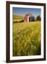 USA, Washington State, Red Barn in Field of Harvest Wheat-Terry Eggers-Framed Photographic Print