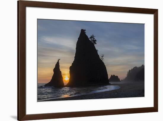 USA, Washington State, Rialto Beach. Sunset on sea stacks.-Jaynes Gallery-Framed Photographic Print