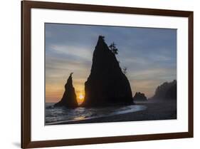 USA, Washington State, Rialto Beach. Sunset on sea stacks.-Jaynes Gallery-Framed Photographic Print