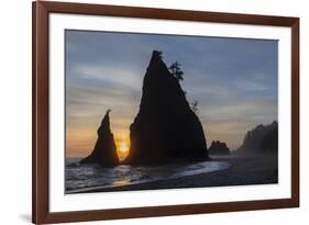 USA, Washington State, Rialto Beach. Sunset on sea stacks.-Jaynes Gallery-Framed Photographic Print