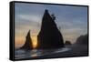 USA, Washington State, Rialto Beach. Sunset on sea stacks.-Jaynes Gallery-Framed Stretched Canvas