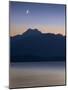 USA, Washington State, Seabeck. Crescent moon at sunset over Hood Canal and Olympic Mountains.-Jaynes Gallery-Mounted Photographic Print
