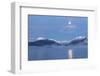 USA, Washington State, Seabeck. Moon setting over Olympic Mountains and Hood Canal.-Jaynes Gallery-Framed Photographic Print