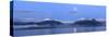 USA, Washington State, Seabeck. Panoramic of moon setting over Olympic Mountains and Hood Canal.-Jaynes Gallery-Stretched Canvas