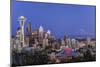 USA, Washington State, Seattle, Downtown and Mt. Rainier at Twilight-Rob Tilley-Mounted Photographic Print