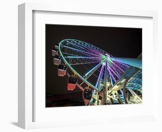 USA, Washington State, Seattle, ferris wheel at night.-Merrill Images-Framed Photographic Print