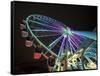 USA, Washington State, Seattle, ferris wheel at night.-Merrill Images-Framed Stretched Canvas