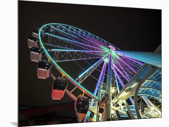 USA, Washington State, Seattle, ferris wheel at night.-Merrill Images-Mounted Photographic Print