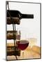 USA, Washington State, Seattle. Glass of red and white wine on a barrel.-Richard Duval-Mounted Photographic Print