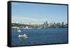 Usa, Washington State, Seattle. Lake Union and Downtown view from Gas Works Park-Michele Molinari-Framed Stretched Canvas