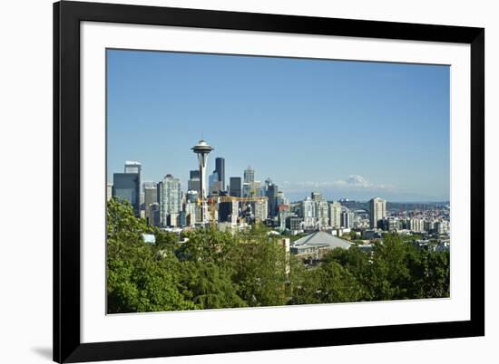 Usa, Washington State, Seattle. Queen Anne, Downtown view from Kerry Park, Mount Saint Helens in th-Michele Molinari-Framed Photographic Print