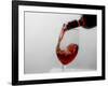 USA, Washington State, Seattle. Red wine pours into a glass.-Richard Duval-Framed Photographic Print