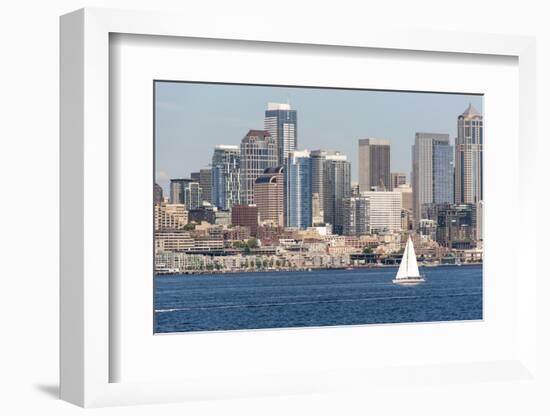 USA, Washington State, Seattle. Sailboat in Elliott Bay-Trish Drury-Framed Photographic Print