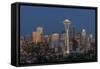 USA, Washington State. Seattle skyline at dusk.-Jaynes Gallery-Framed Stretched Canvas