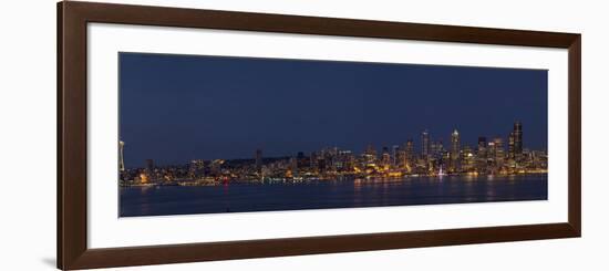 USA, Washington State. Seattle skyline, panorama, night-George Theodore-Framed Photographic Print