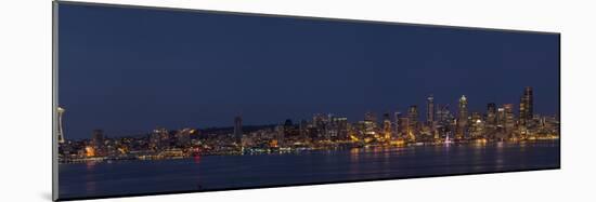 USA, Washington State. Seattle skyline, panorama, night-George Theodore-Mounted Photographic Print