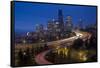 USA, Washington State, Seattle skyline-Charles Gurche-Framed Stretched Canvas