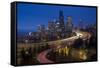 USA, Washington State, Seattle skyline-Charles Gurche-Framed Stretched Canvas