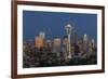 USA, Washington State, Seattle. Space Needle and city skyline at dusk.-Jaynes Gallery-Framed Photographic Print