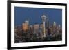 USA, Washington State, Seattle. Space Needle and city skyline at dusk.-Jaynes Gallery-Framed Photographic Print