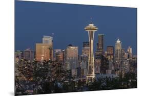 USA, Washington State, Seattle. Space Needle and city skyline at dusk.-Jaynes Gallery-Mounted Photographic Print