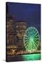 USA, Washington State, Seattle. The Seattle Great Wheel on the waterfront.-Merrill Images-Stretched Canvas