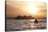 USA, Washington State, Seattle. Two-person sea kayak in Elliott Bay at sunset.-Merrill Images-Stretched Canvas