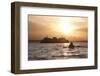 USA, Washington State, Seattle. Two-person sea kayak in Elliott Bay at sunset.-Merrill Images-Framed Photographic Print