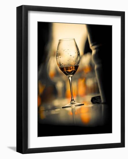 USA, Washington State, Seattle. Wine glass reflecting light-Richard Duval-Framed Photographic Print