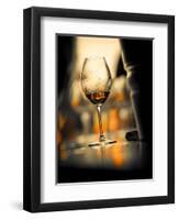 USA, Washington State, Seattle. Wine glass reflecting light-Richard Duval-Framed Photographic Print