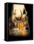 USA, Washington State, Seattle. Wine glass reflecting light.-Richard Duval-Framed Stretched Canvas