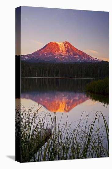 USA, Washington State, Sunset on Mt. Adams reflecting in Lake Takhlakh-Terry Eggers-Stretched Canvas