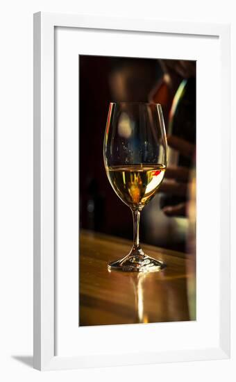 USA, Washington State, Woodinville. A glass of white wine and reflections-Richard Duval-Framed Photographic Print