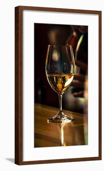 USA, Washington State, Woodinville. A glass of white wine and reflections-Richard Duval-Framed Photographic Print