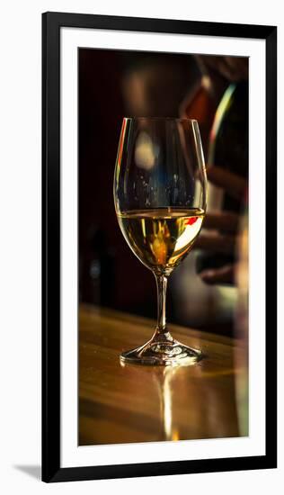 USA, Washington State, Woodinville. A glass of white wine and reflections-Richard Duval-Framed Photographic Print