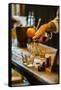 USA, Washington State, Woodinville. Bourbon whiskey pouring at a tasting room.-Richard Duval-Framed Stretched Canvas