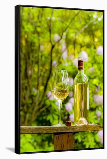 Usa, Washington State, Woodinville. White wine for an outdoor tasting at JM Cellars.-Richard Duval-Framed Stretched Canvas