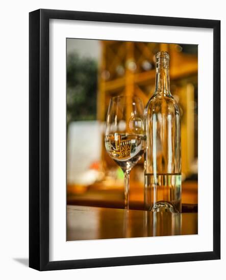 USA, Washington State, Yacolt. Wine and glass reflection.-Richard Duval-Framed Photographic Print