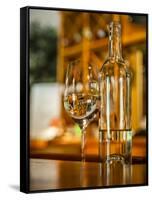 USA, Washington State, Yacolt. Wine and glass reflection.-Richard Duval-Framed Stretched Canvas