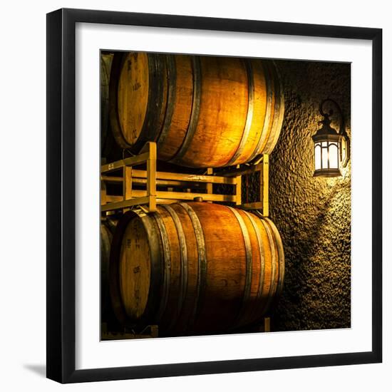 USA, Washington State, Yakima Valley. Barrel cave in low light.-Richard Duval-Framed Photographic Print