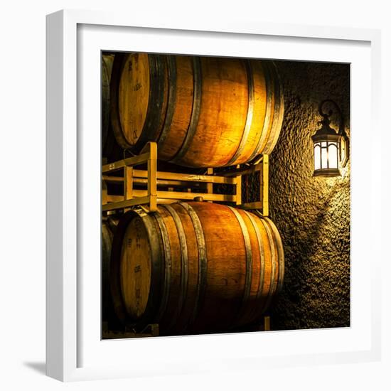 USA, Washington State, Yakima Valley. Barrel cave in low light.-Richard Duval-Framed Photographic Print