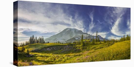 USA, Washington. Trail at Mazama Ridge Above Paradise, Mt. Rainier-Gary Luhm-Stretched Canvas