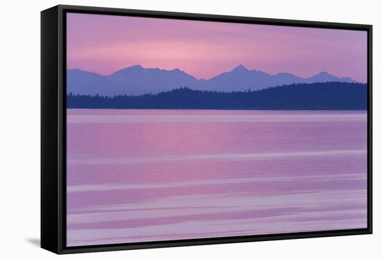 USA, Washington. View from San Juan Island looking over Haro Straight into Canada at sunset.-Jaynes Gallery-Framed Stretched Canvas