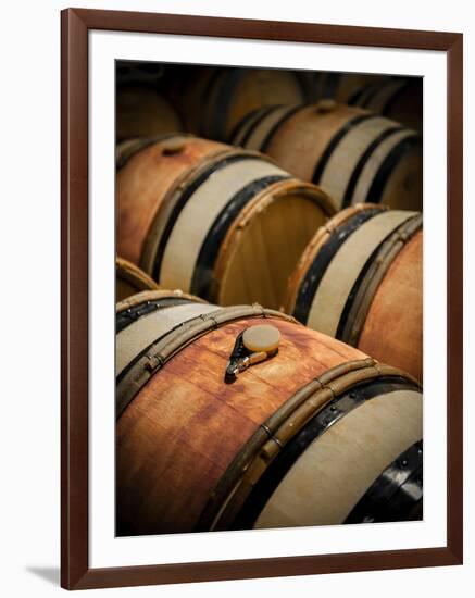 USA, Washington, Walla Walla. Barrel room in Walla Walla winery.-Richard Duval-Framed Photographic Print