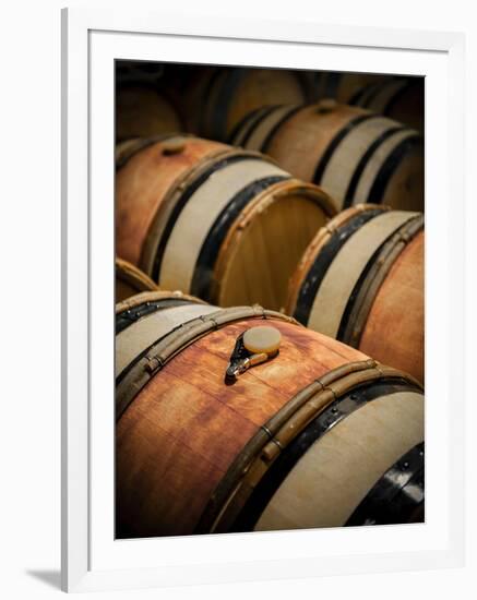 USA, Washington, Walla Walla. Barrel room in Walla Walla winery.-Richard Duval-Framed Photographic Print