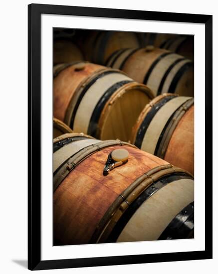 USA, Washington, Walla Walla. Barrel room in Walla Walla winery.-Richard Duval-Framed Photographic Print