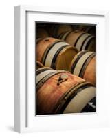 USA, Washington, Walla Walla. Barrel room in Walla Walla winery.-Richard Duval-Framed Photographic Print